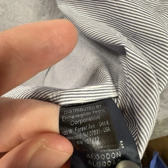 Ermenegildo Zegna Men's XL‎ Dress Shirt Blue/Gray Striped LS SEE DESCRIPTION - Picture 5 of 16